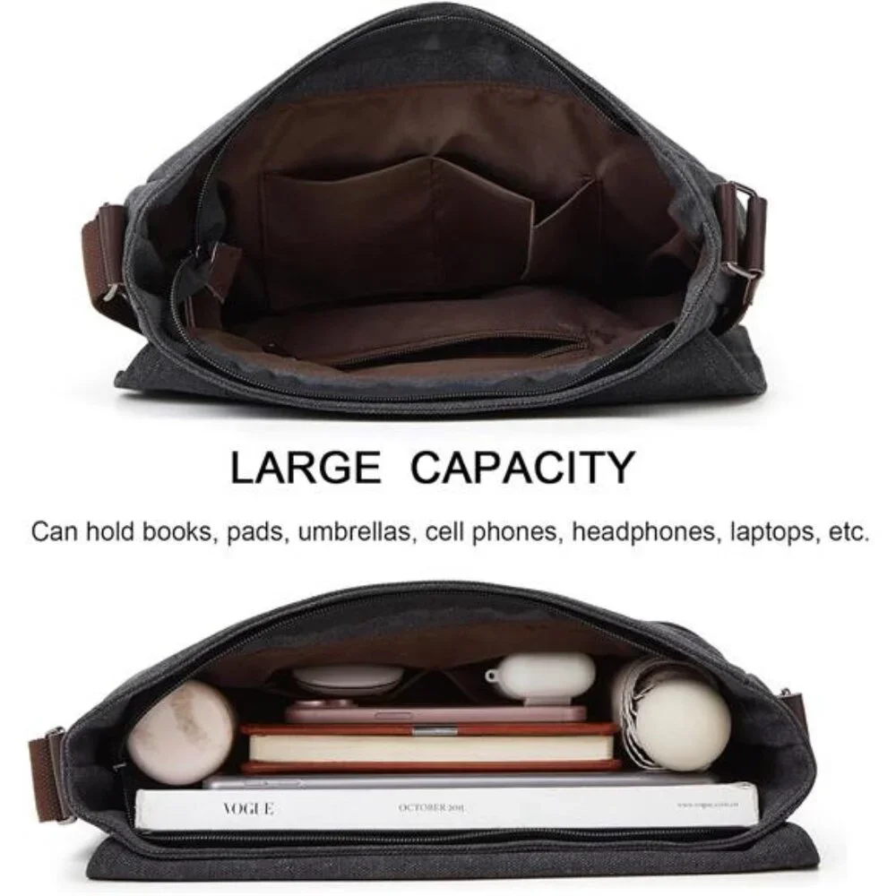 Canvas Messenger Bag Laptop Bag Crossbody Shoulder Bag Work Travel School Bag Me